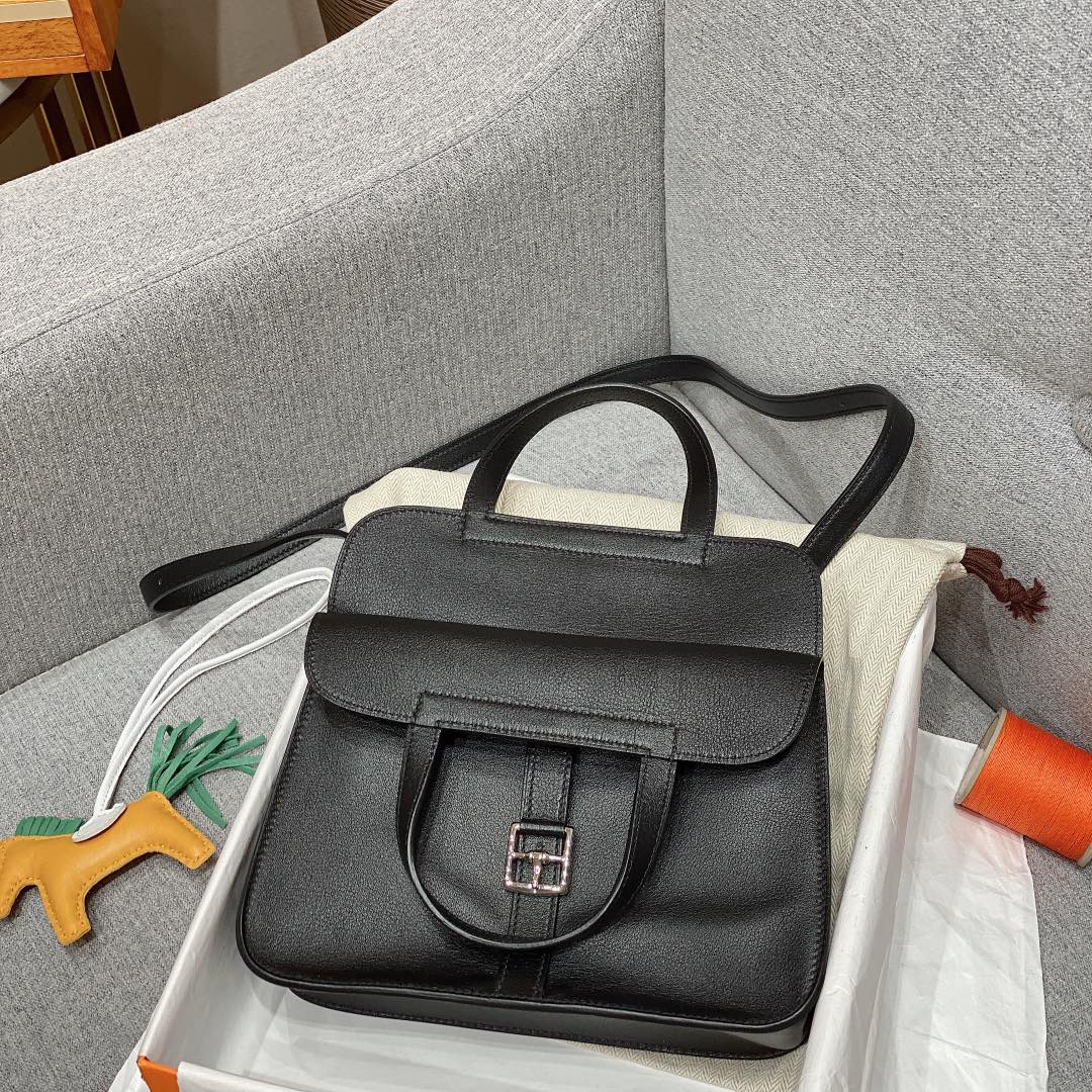 에르메스 미니 할잔백 블랙 은장 스위프트